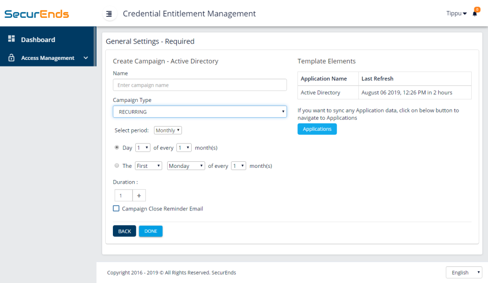 screenshot of SecurEnds Identity Governance and Access Control